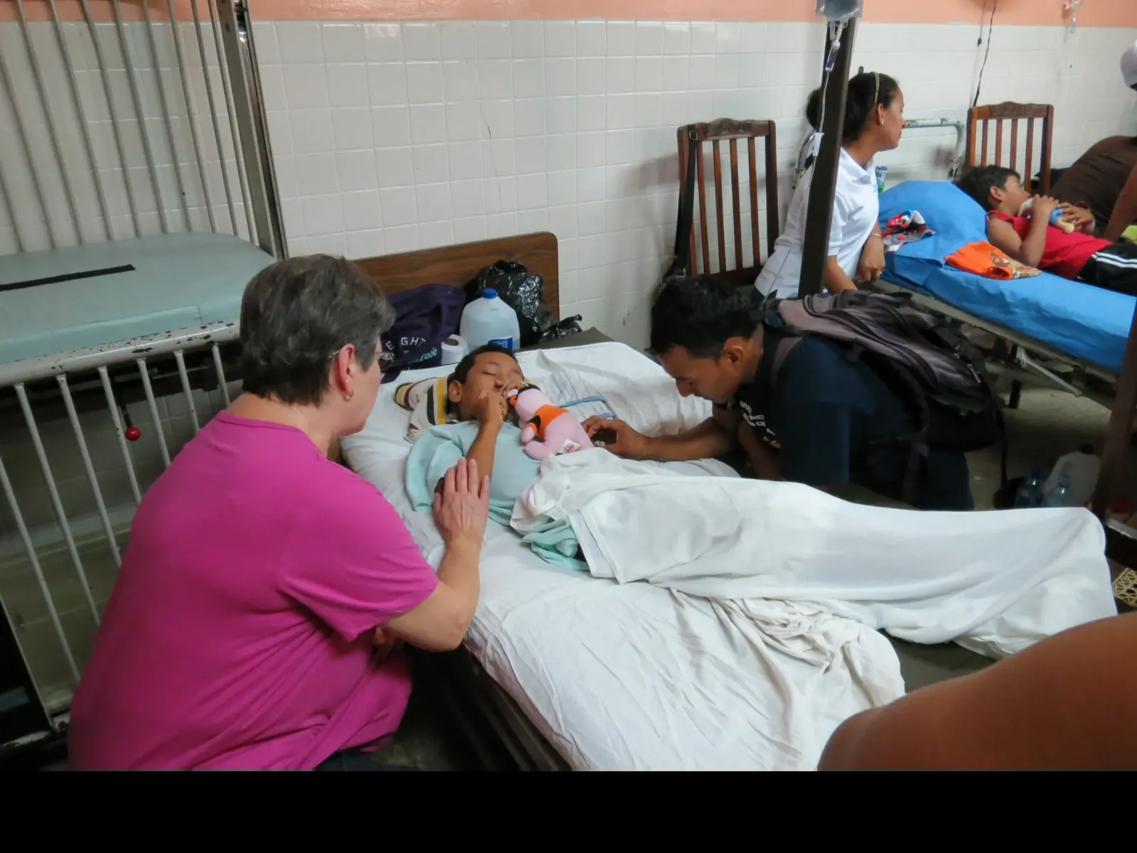 A medical team caring for a child in Nicaragua